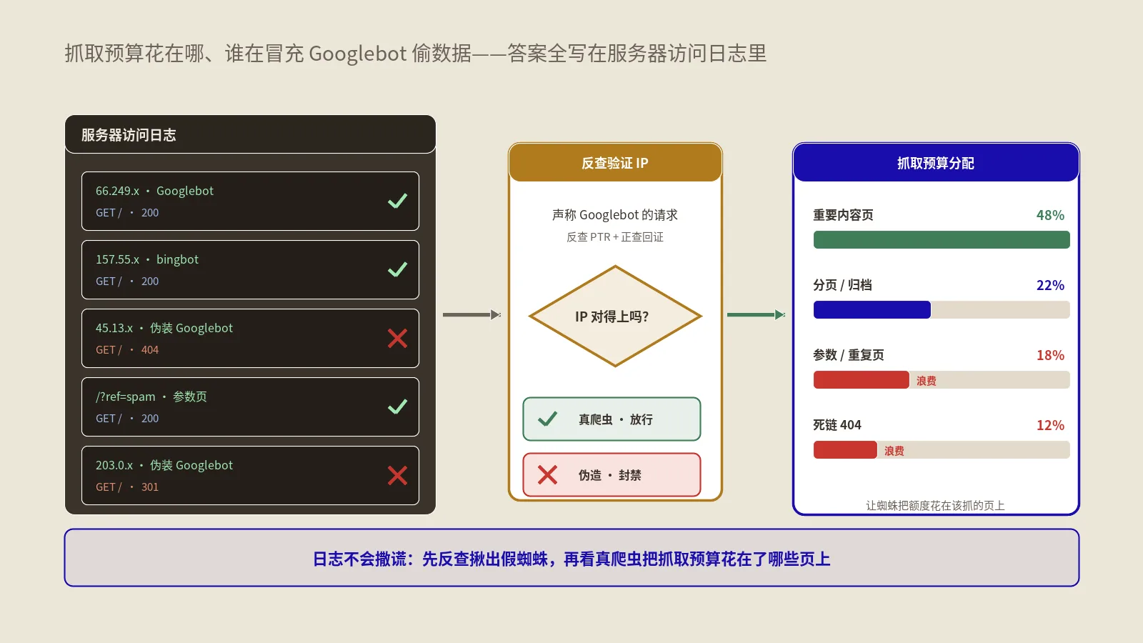 后台日志分析SEO怎么做：5000站爬虫伪造抓取预算实战拆解