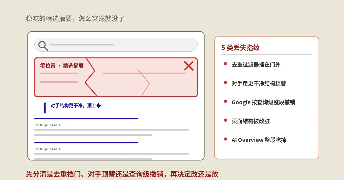 精选摘要为什么会丢？选取机制、混合回答与AI时代价值重构8步