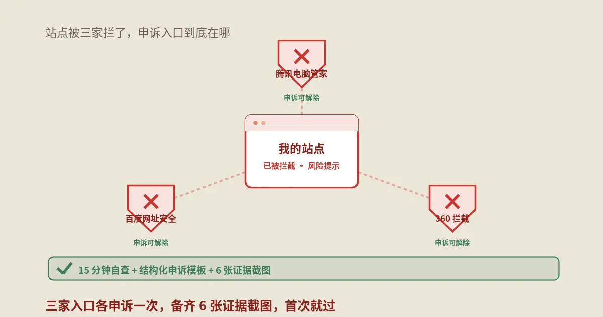 网站被腾讯百度360拦截怎么办？3大申诉入口完整指南