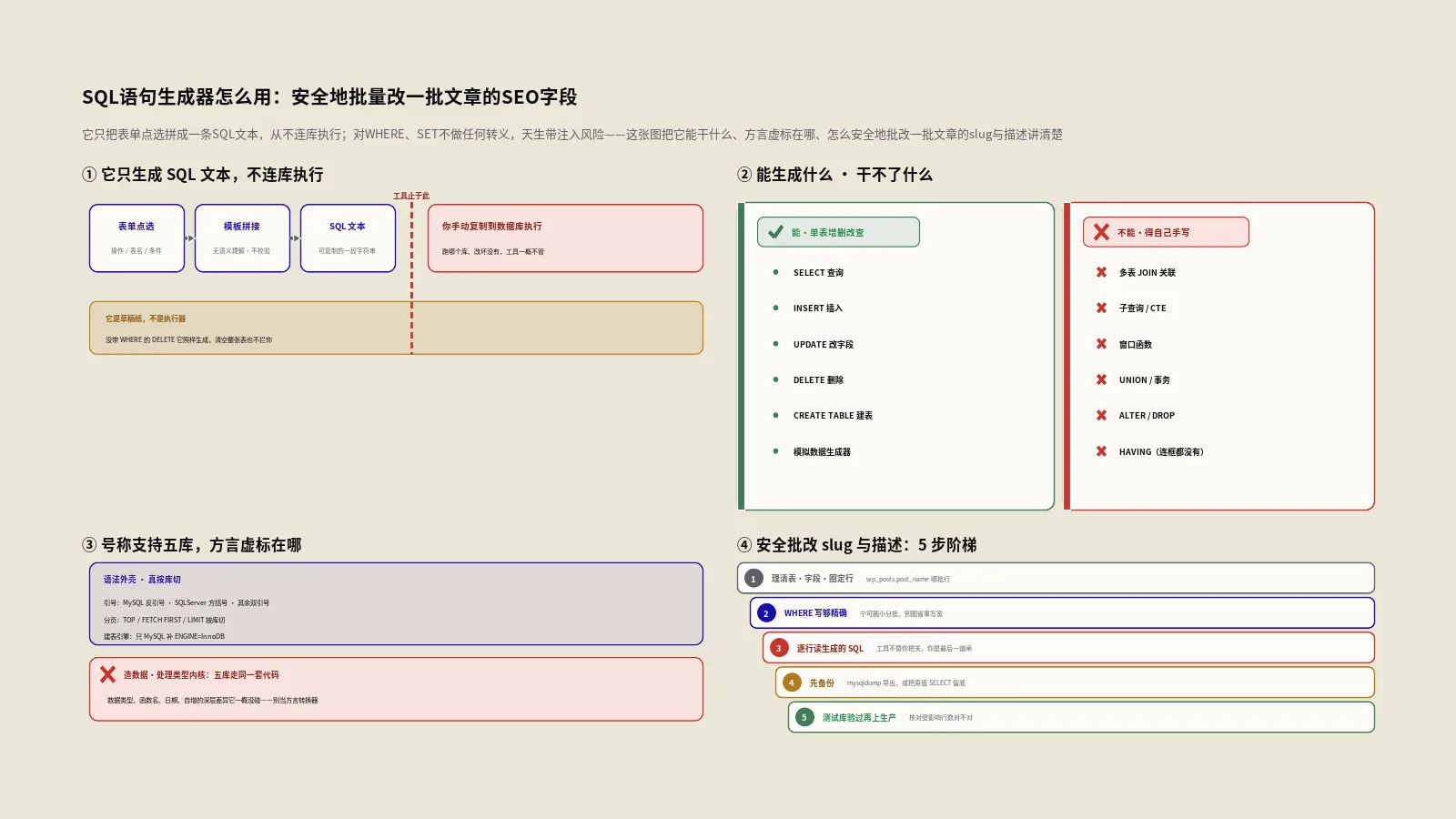 SQL语句生成器怎么用？安全地批量改一批文章的SEO字段