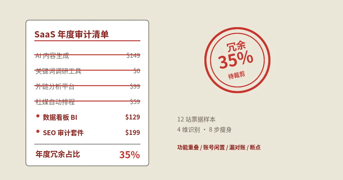 AI工具栈年度审计怎么做？12站票据4维冗余8步瘦身