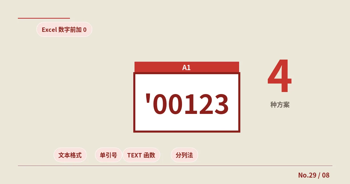 Excel数字前加0标记的小坑：4种格式转文本完整方案