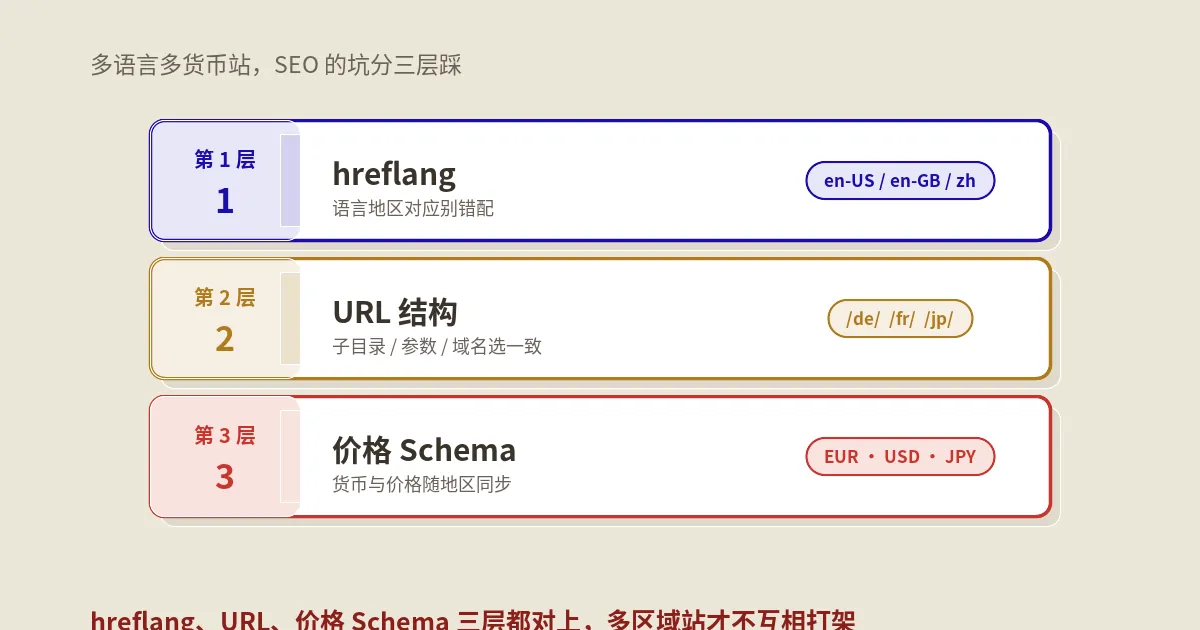 WooCommerce多语言多货币SEO：hreflang、URL与价格Schema三层避坑