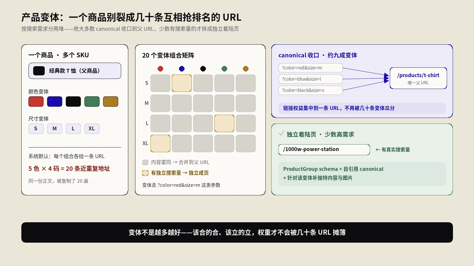产品变体SEO怎么做？同一商品的几十个URL该合还是该拆