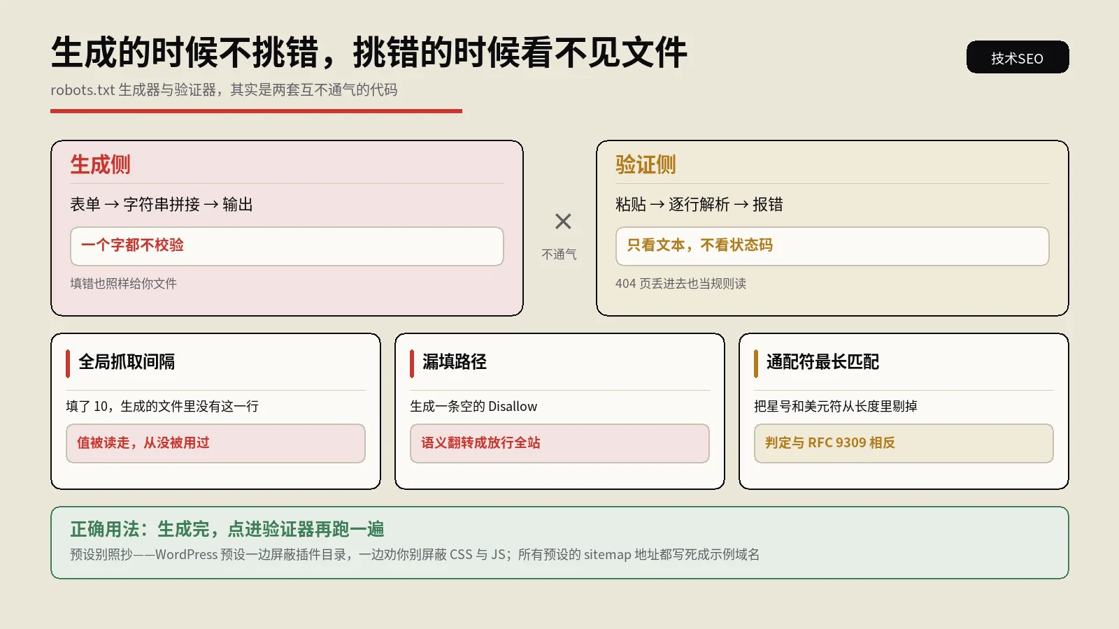 robots.txt生成器怎么用？预设别照抄，通配符判定会和规范打架